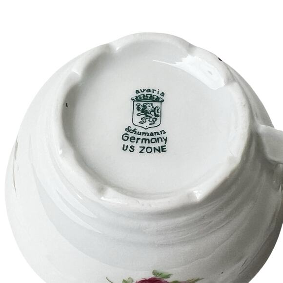 Schumann Bavaria Germany US Zone Pink Roses Floral Demitasse Cup Saucer Vintage - Picture 8 of 11